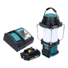 Makita DMR 055 RA1 radio inalámbrica 18 V FM con linterna 360° + 1x batería recargable 2,0 Ah + cargador
