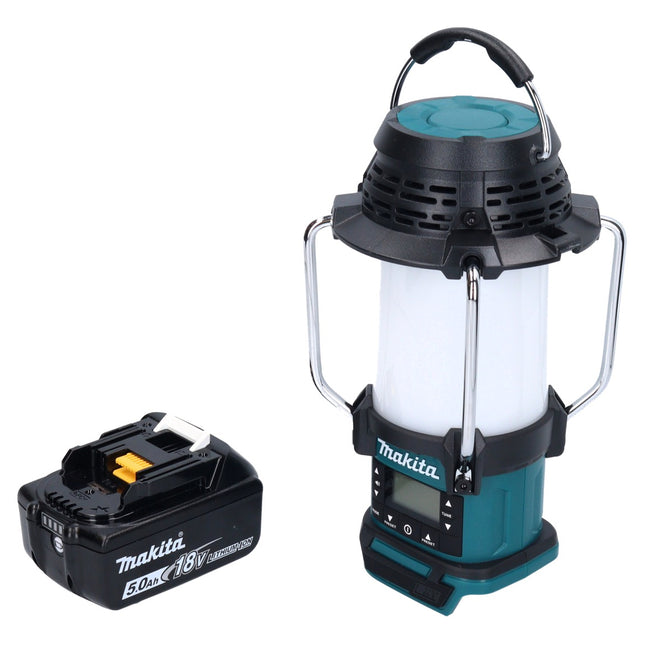 Makita DMR 055 T1 cordless radio 18 V FM with lantern 360° torch + 1x rechargeable battery 5.0 Ah - without charger