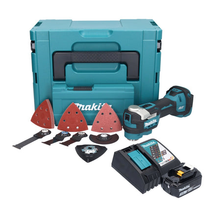 Makita DTM 52 RF1JX4 cordless multifunction tool 18 V Starlock Max Brushless + 1x battery 3.0 Ah + charger + accessory set + Makpac