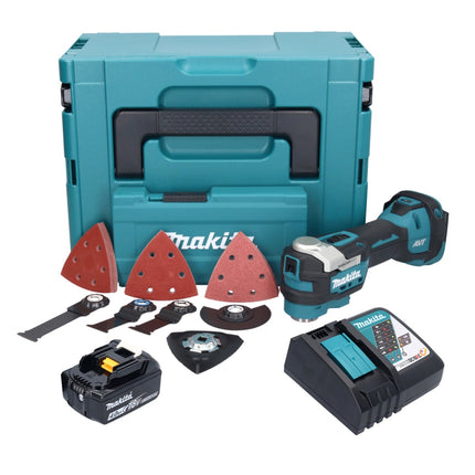 Makita DTM 52 RM1JX4 cordless multifunction tool 18 V Starlock Max Brushless + 1x battery 4.0 Ah + charger + accessory set + Makpac