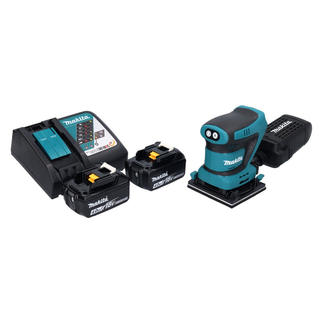 Makita DBO 480 RM cordless orbital sander 18 V 112 x 102 mm + 2x battery 4.0 Ah + charger