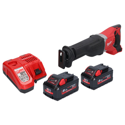 Sega a sciabola a batteria Milwaukee M18 BSX-802 18 V + 2 batterie da 8,0 Ah + caricabatterie