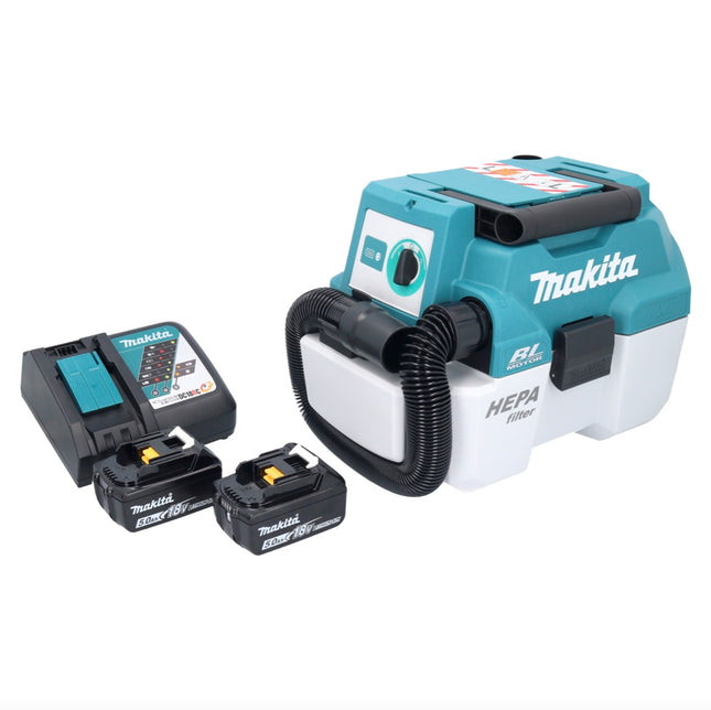 Aspiratore a batteria Makita DVC 750 LRT LXT 18 V 67 mbar 7,5 l brushless + 2x batteria ricaricabile 5,0 Ah + caricabatterie