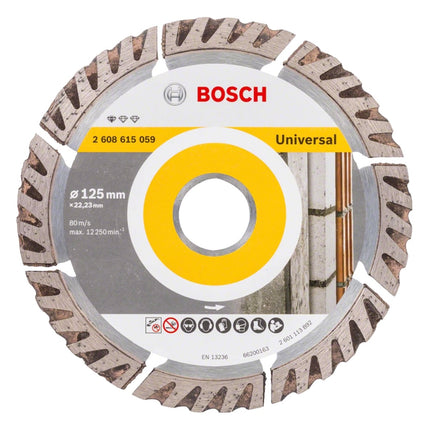Bosch Estándar para disco de corte diamantado universal 125 x 22,23 mm ( 2608615059 ) para hormigón, acero-hormigón, ladrillo, cal y arenisca
