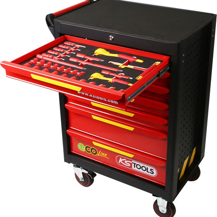 KS TOOLS ECOline Werkstattwagen mit 42 isolierten Werkzeugen für Hybrid- und Elektrofahrzeuge ( 117.6144 ) - Toolbrothers