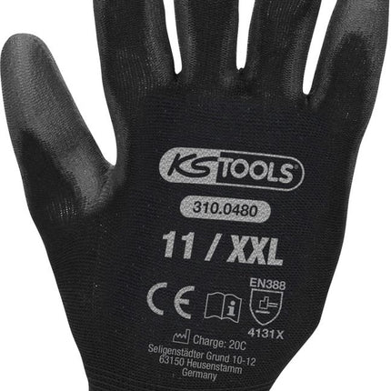 KS TOOLS Mikro-Feinstrickhandschuhe-schwarz, 11, 12 Paar ( 310.0480 ) - Toolbrothers