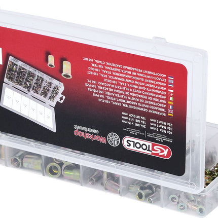 KS TOOLS Sortiment Gewindenieten, Stahl, M3x9mm-M10x21mm, 150-tlg ( 970.0610 ) - Toolbrothers
