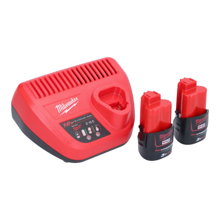 Milwaukee M12 FBFL10-302 Akumulatorowy pilnik taśmowy 12 V 10 x 330 mm + 2x akumulator 3,0 Ah + ładowarka