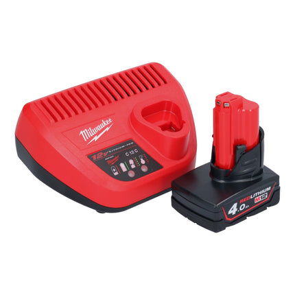 Milwaukee M12 FBFL10-401 Akumulatorowy pilnik taśmowy 12 V 10 x 330 mm + 1x akumulator 4,0 Ah + ładowarka