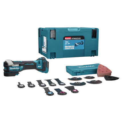 Makita DTM 52 ZJX2 Cordless Multifunctional Tool 18 V Starlock Max Brushless + 43 pcs. accessory set + Makpac - without battery, without charger
