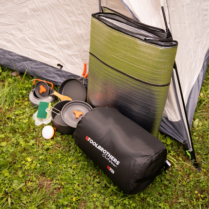 Toolbrothers Outdoor Camping-Set Zelt für 2-4 Personen Hydraulikzelt mit Isoliermatte & Campingausrüstung 14 tlg