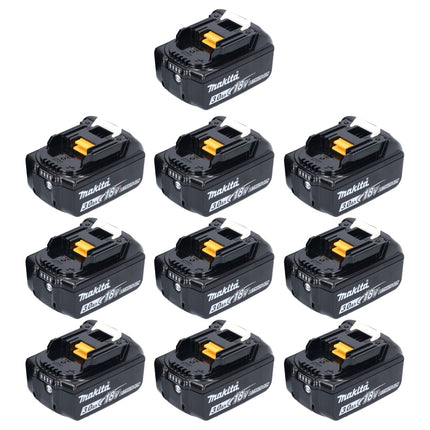 Set di batterie Makita 10x BL 1830 B 18 V 3,0 Ah / 3000 mAh Li-Ion ( 10x 197599-5 ) con display LED - originale, non copiato