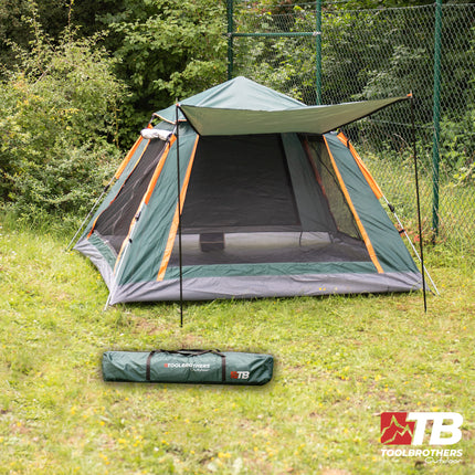 Set da campeggio all'aperto Toolbrothers tenda per 2-4 persone tenda idraulica pop-up + attrezzatura da campeggio 13 pezzi