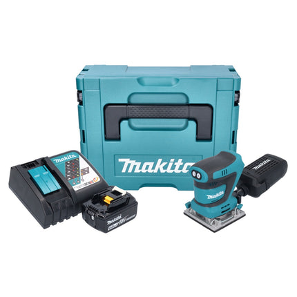 Levigatrice vibrante a batteria Makita DBO 484 RG1J 18 V 112 x 102 mm + 1x batteria 6,0 Ah + caricabatterie + Makpac