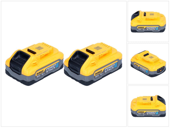 DeWalt DCBP 518 H2 battery set 2x Powerstack battery 18 V 5.0 Ah / 5000 mAh XR Li-Ion - with charge level indicator