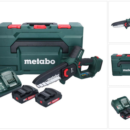 Metabo MS 18 LTX 15 Akku Gehölzsäge 18 V 15 cm 5 m/s + 2x Akku 2,0 Ah + Ladegerät + metaBOX