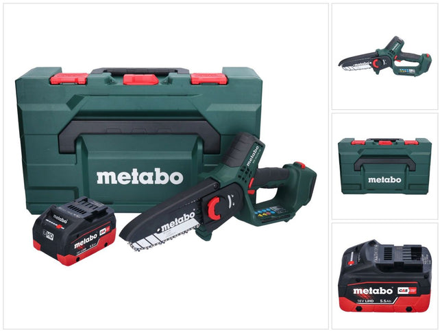 Metabo MS 18 LTX 15 podadora sin cable 18 V 15 cm 5 m/s + 1x batería recargable 5,5 Ah + metaBOX - sin cargador