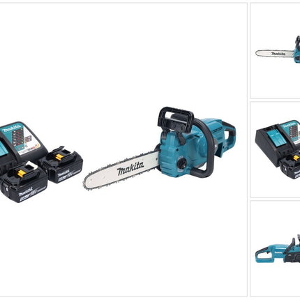 Makita DUC 357 RT2X2 Trononneuse d'elagage sans fil 18 V 35 cm 7,7 m/s Brushless + 2x batterie 5,0 Ah + kit chargeur
