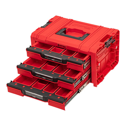 Qbrick System PRO Drawer 3 Toolbox 2.0 Expert RED ULTRA HD Toolbox 450 x 310 x 244 mm 13,5 l z możliwością sztaplowania IP54 z 3 szufladami