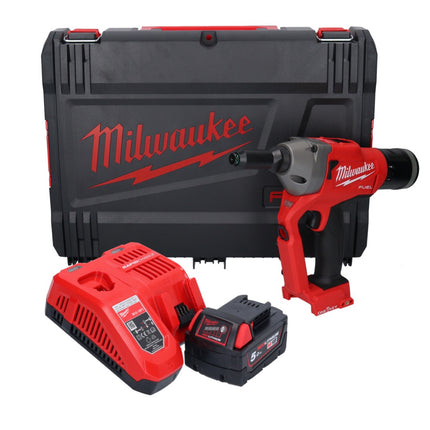 Milwaukee M18 ONEFPRT-501X cordless blind riveter 18 V 20 kN brushless + 1x rechargeable battery 5.0 Ah + charger + HD box