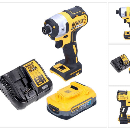 Avvitatore a impulsi a batteria DeWalt DCF 887 H1 18 V 205 Nm 1/4" brushless + 1x batteria powerstack 5,0 Ah + caricabatterie