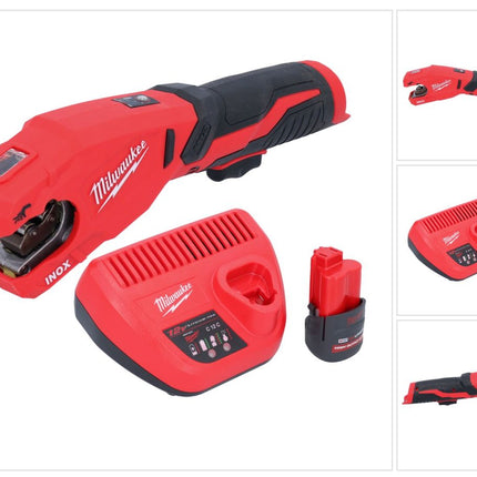 Milwaukee M12 PCSS-251 Tagliatubi a batteria in acciaio inox 12 V 12 - 28 mm + 1x batteria ricaricabile 2,5 Ah + caricatore