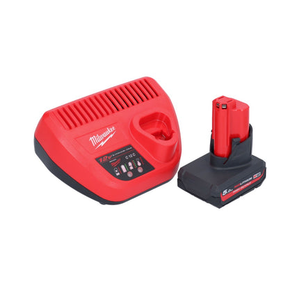 Milwaukee M12 PCSS-501 tagliatubi a batteria in acciaio inox 12 V 12 - 28 mm + 1x batteria ricaricabile 5,0 Ah + caricatore