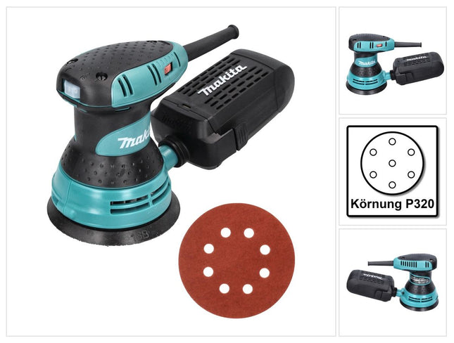 Makita BO 5031 Random orbital sander 300 Watt 125 mm + 50x sandpaper K320