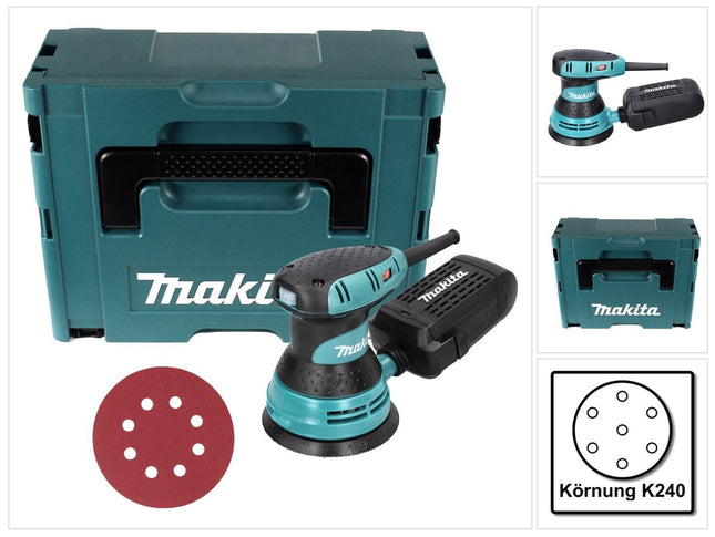 Makita BO 5031 Random orbital sander 300 Watt 125 mm + 50x sandpaper K240 + Makpac