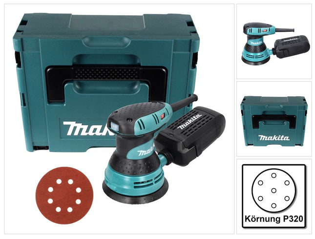 Makita BO 5031 Random orbital sander 300 Watt 125 mm + 50x sandpaper K320 + Makpac