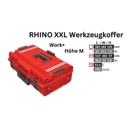 Toolbrothers RHINO XXL tool case ULTRA Work+ height M 15.4 l IP66 with removable dividers + boxes