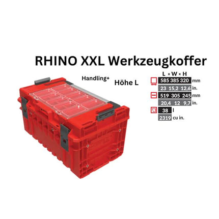 Toolbrothers RHINO XXL tool case ULTRA Handling+ height L 38 l IP66 with removable dividers + boxes