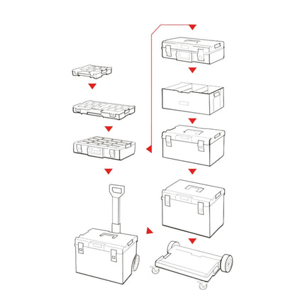 Toolbrothers RHINO XXL tool case ULTRA Handling+ height M 15.4 l IP66 with removable dividers + boxes