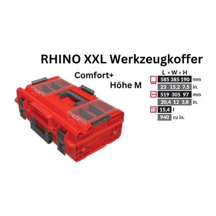Toolbrothers RHINO XXL tool case ULTRA Comfort+ height M 15.4 l IP66 with removable dividers + boxes