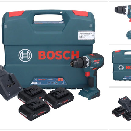 Bosch GSR 18V-55 Professional cordless drill driver 18 V 55 Nm brushless ( 0615A5002P ) + 3x ProCORE rechargeable battery 4.0 Ah + charger + L-case