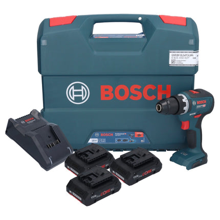 Bosch GSR 18V-55 Professional cordless drill driver 18 V 55 Nm brushless ( 0615A5002P ) + 3x ProCORE rechargeable battery 4.0 Ah + charger + L-case