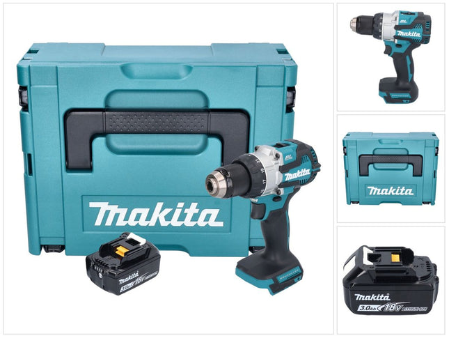 Taladro de percusión sin cable Makita DHP 489 F1J 18 V 73 Nm sin escobillas + 1x batería recargable 3,0 Ah + Makpac - sin cargador