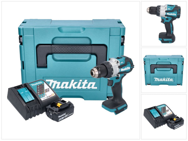 Taladro de percusión sin cable Makita DHP 489 RM1J 18 V 73 Nm sin escobillas + 1x batería recargable 4,0 Ah + cargador + Makpac