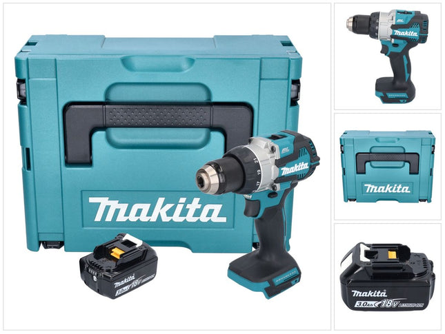 Taladro atornillador a batería Makita DDF 489 F1J 18 V 73 Nm sin escobillas + 1x batería recargable 3,0 Ah + Makpac - sin cargador