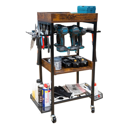 Toolbrothers workshop garage trolley for electrical and hand tools made of metal 86 x 45 x 30 cm ( L x W x D ) Transport castors with brakes