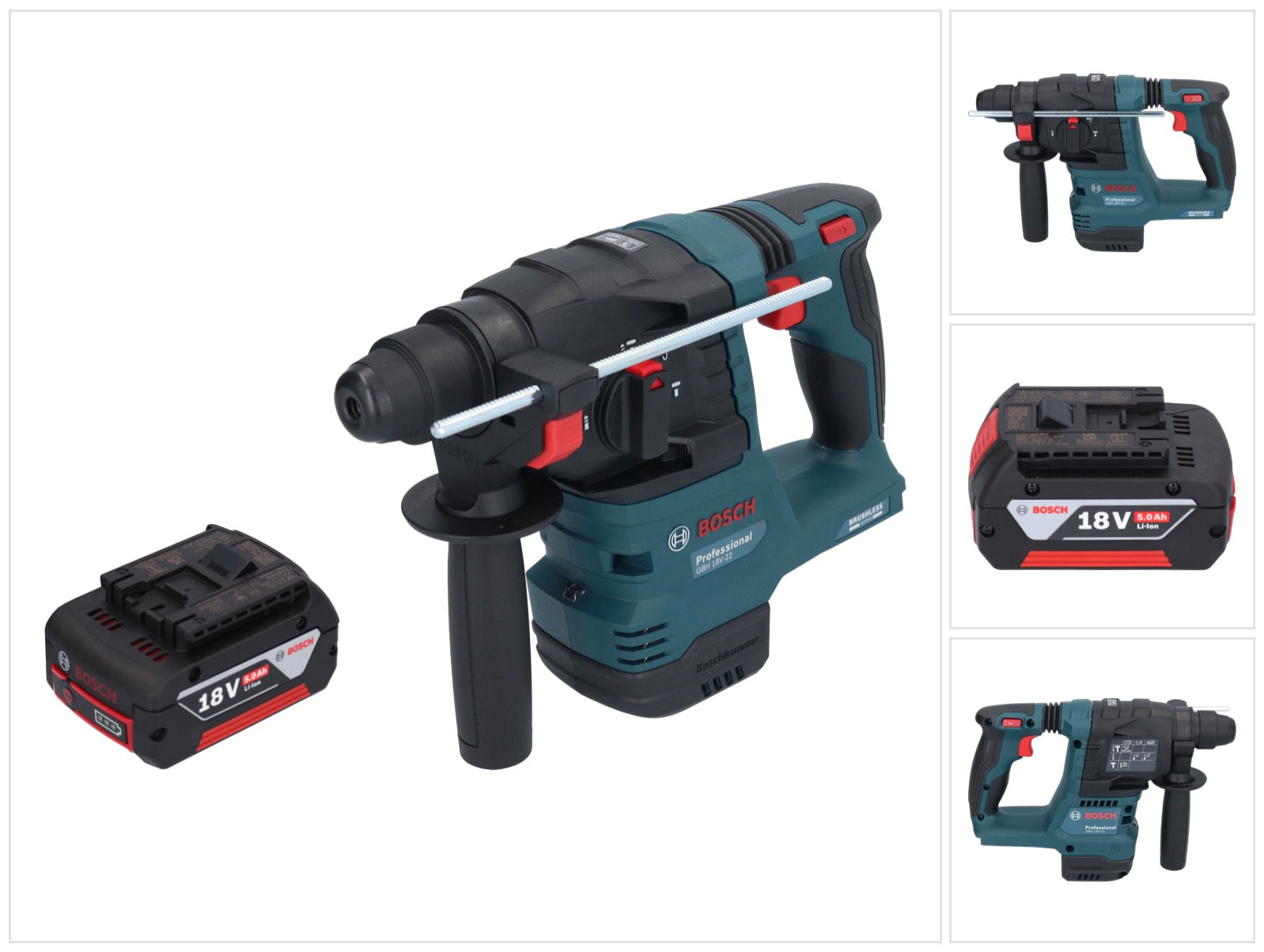 Bosch GBH 18V-22 Professional cordless rotary hammer 18 V J SDS Plus  Brushless 1x rechargeable battery Ah without charger
