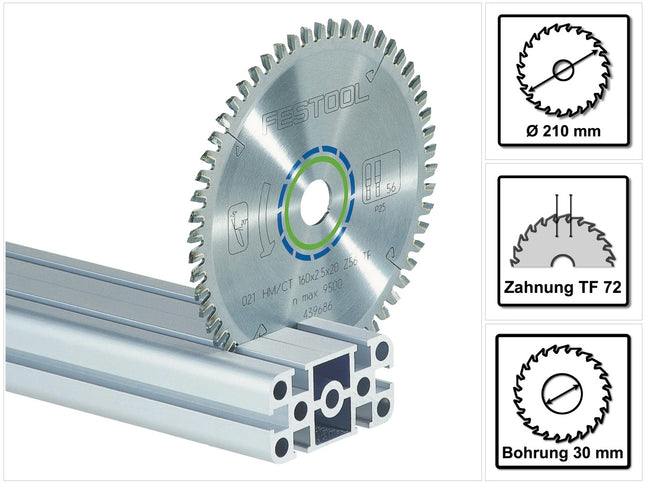Festool Lama speciale per sega circolare HW 210 x 30 x 2,4 TF72 210 mm - 72 Denti ( 493201 )