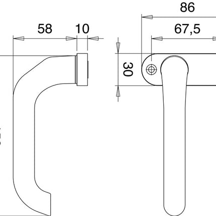 EDI Profiltürdrückerlochteil 1391/0800 Aluminium F1 ( 3000200008 )