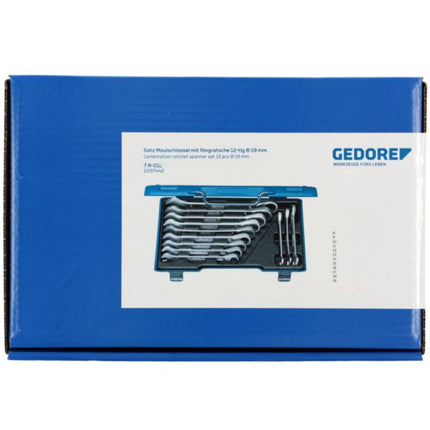 GEDORE Maulringratschenschlüsselsatz 7 R-012 12-teilig Schlüsselweiten 8-19 mm ( 4000821989 )