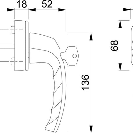 HOPPE Fenstergriff Atlanta 0530S/US952 Aluminium F1 / naturfarbig ( 3000203977 )