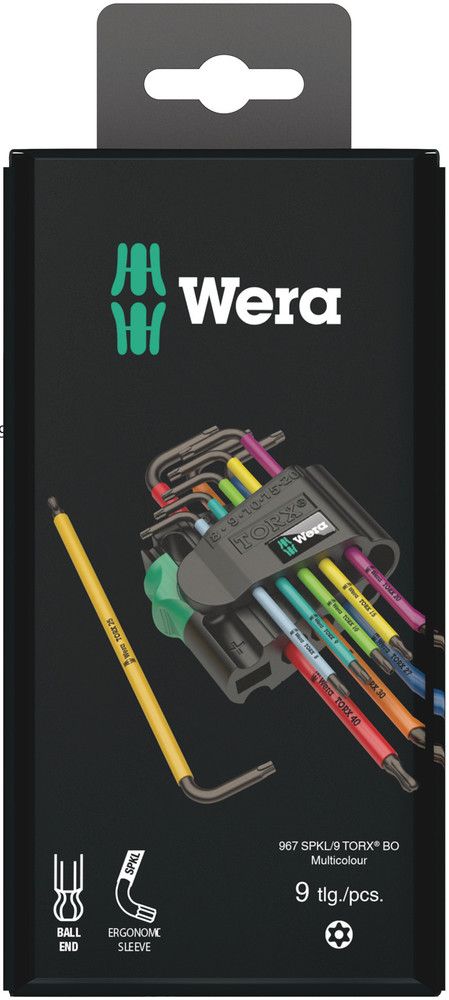 WERA hex key L-wrench set 967 SPKL 9-piece T8 - T40 ( 4000825553 )
