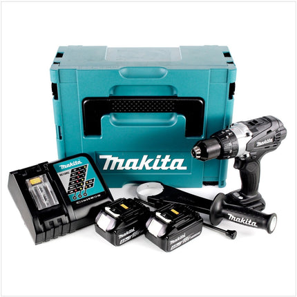 Makita DHP 458 RMJB Akku Schlagbohrschrauber 18 V 91Nm Schwarz im Makpac + 2x 4,0 Ah Akku + Ladegerät - Toolbrothers