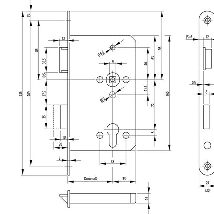 BKS Panic mortise lock 1201 Panic function D rounded ( 3000251592 )