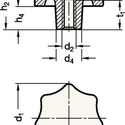 Gałka gwiazdowa GANTER DIN 6336 z tuleją gwintowaną ( 4601000859 )