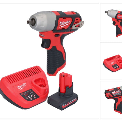 Avvitatore a impulsi a batteria Milwaukee M12 BIW38-501 12 V 135 Nm 3/8" + 1x batteria ricaricabile 5,0 Ah + caricatore